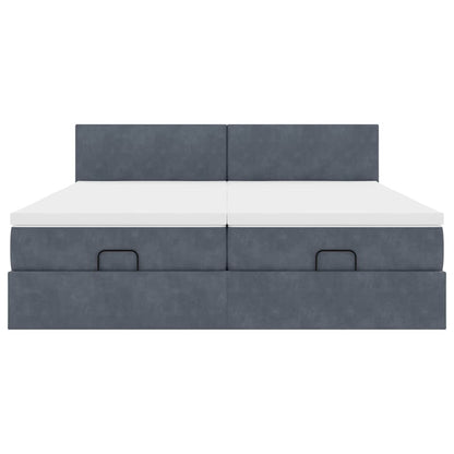 Ottoman-Bett mit Matratzen & LEDs Dunkelgrau 160x200 cm Samt