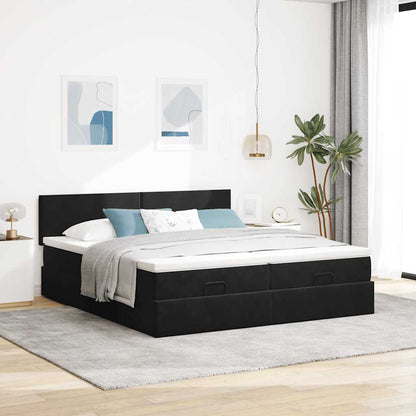 vidaXL Ottoman-Bett mit Matratzen & LEDs Schwarz 160x200 cm Samt