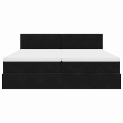 Ottoman-Bett mit Matratzen & LEDs Schwarz 160x200 cm Samt