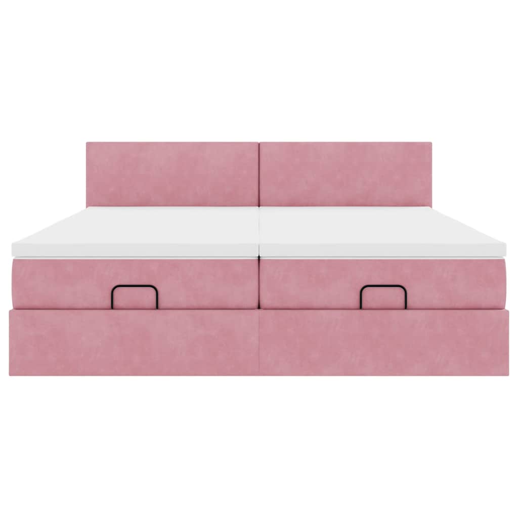 vidaXL Ottoman-Bett mit Matratzen & LEDs Rosa 160x200 cm Samt