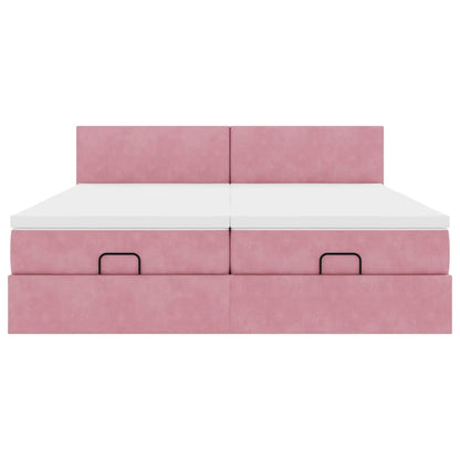vidaXL Ottoman-Bett mit Matratzen & LEDs Rosa 160x200 cm Samt