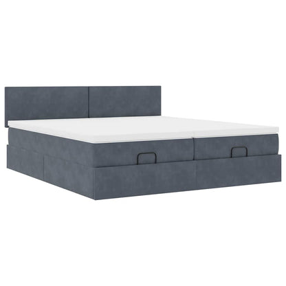vidaXL Ottoman-Bett mit Matratzen & LEDs Dunkelgrau 180x200 cm Samt