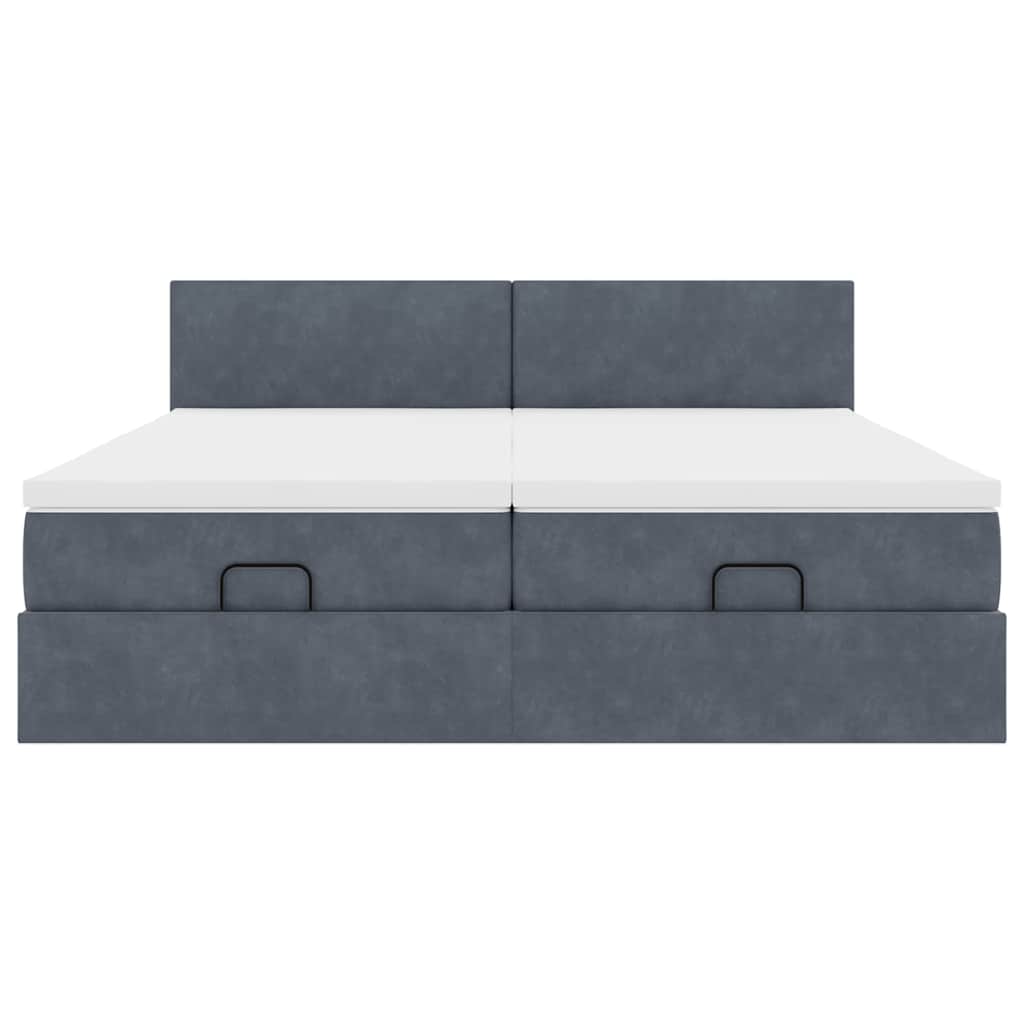 vidaXL Ottoman-Bett mit Matratzen & LEDs Dunkelgrau 180x200 cm Samt