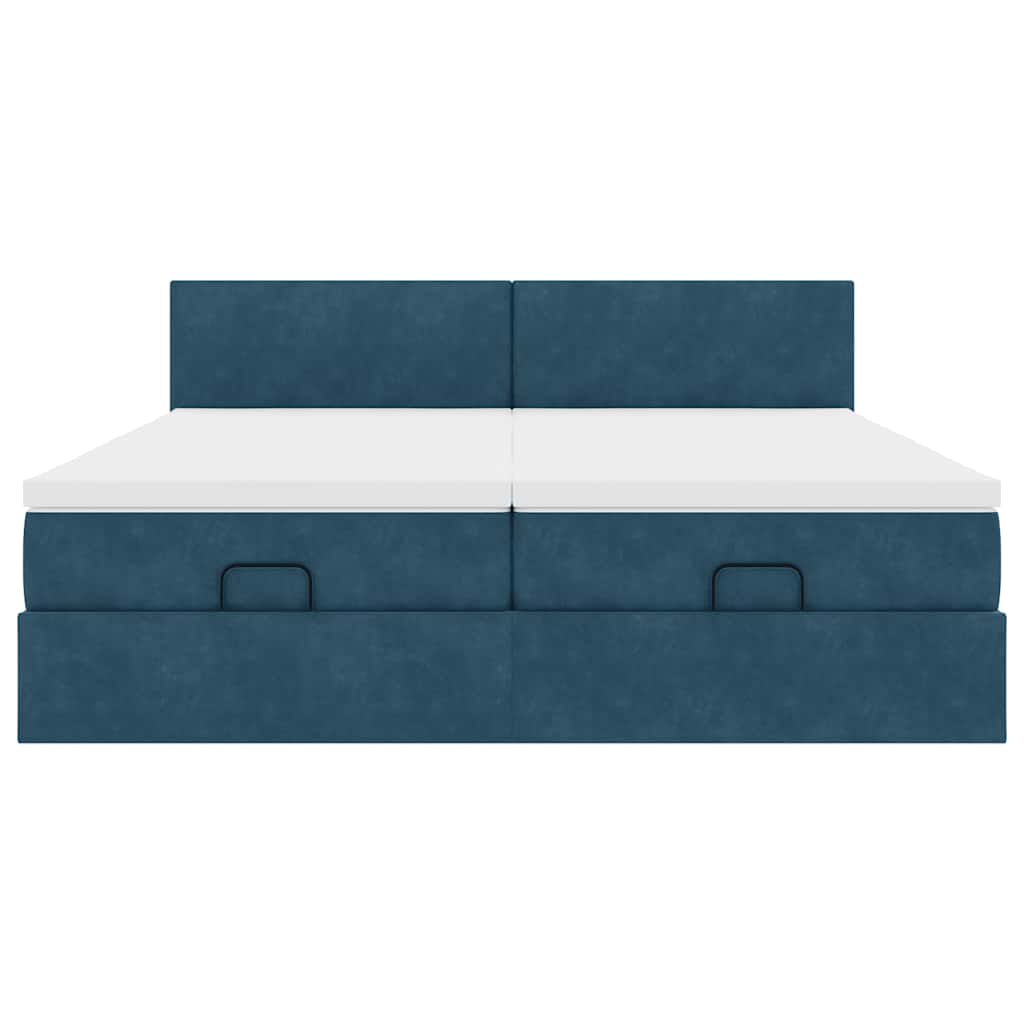 vidaXL Ottoman-Bett mit Matratzen & LEDs Dunkelblau 180x200 cm Samt