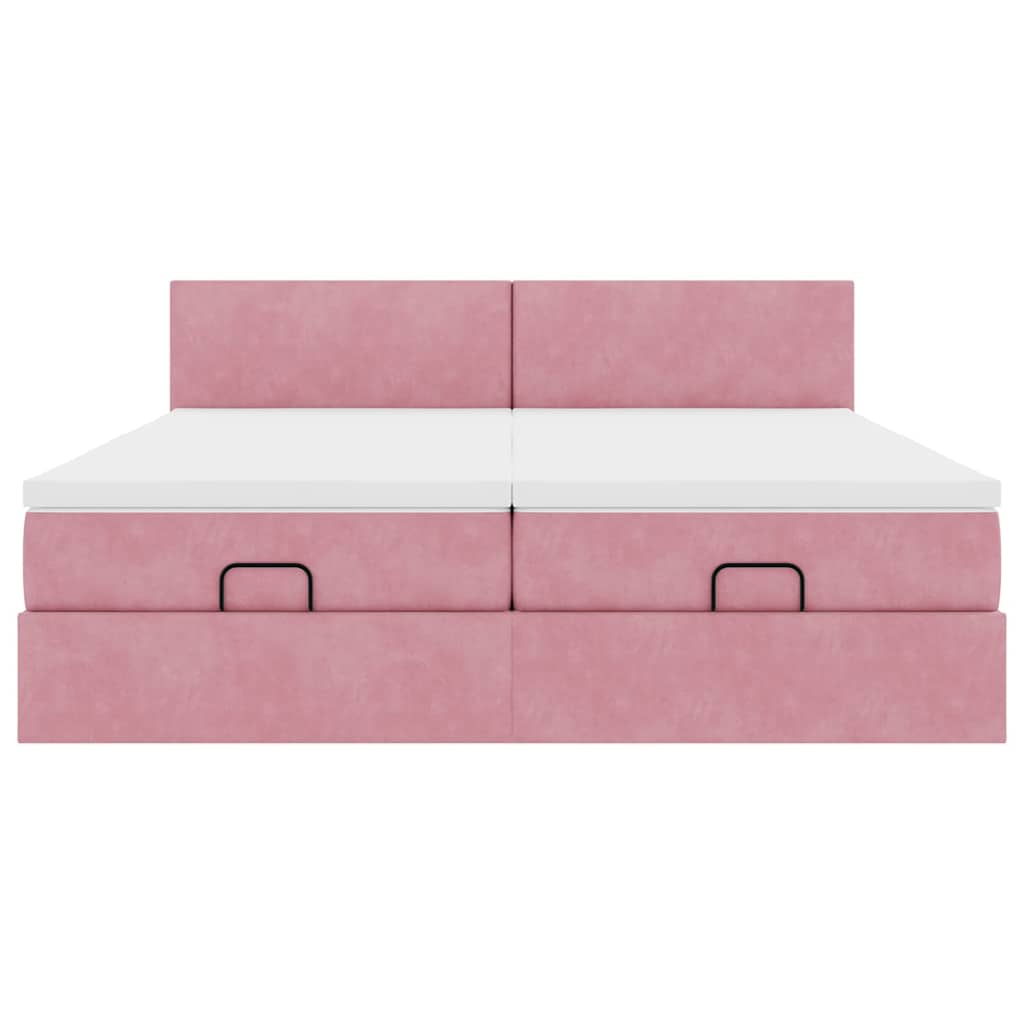 vidaXL Ottoman-Bett mit Matratzen & LEDs Rosa 180x200 cm Samt