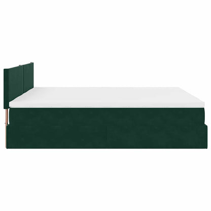 vidaXL Ottoman-Bett mit Matratzen & LEDs Dunkelgrün 200x200 cm Samt