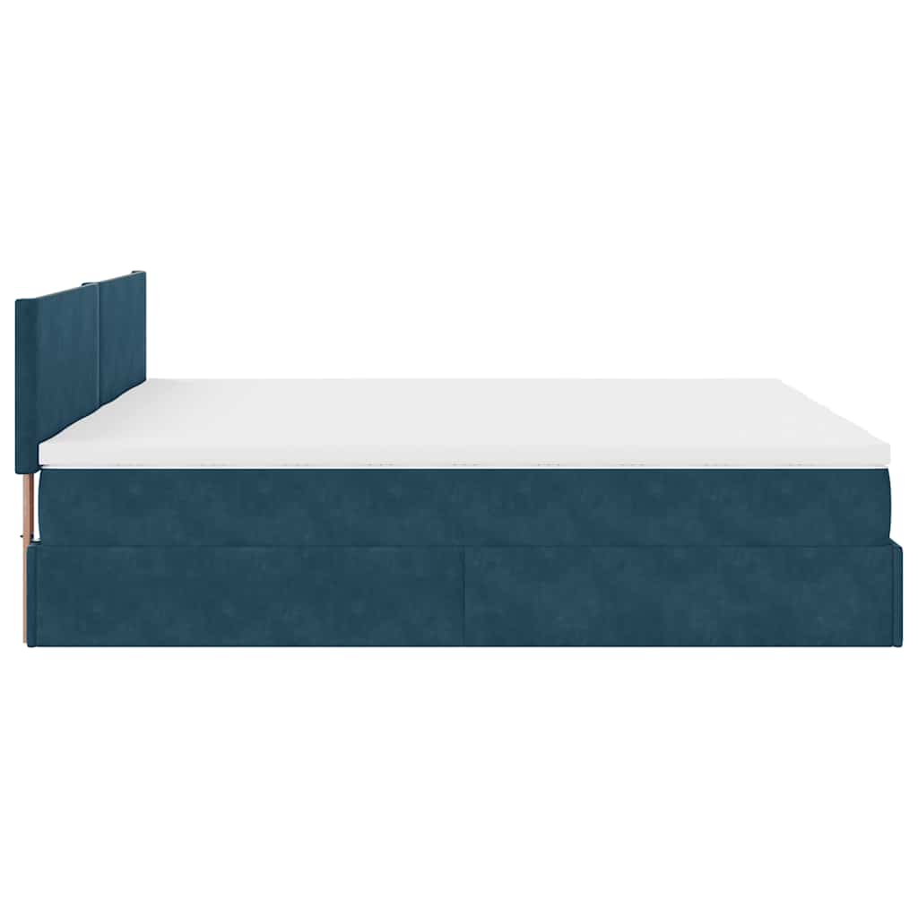 vidaXL Ottoman-Bett mit Matratzen & LED Dunkelblau 200x200 cm Samt