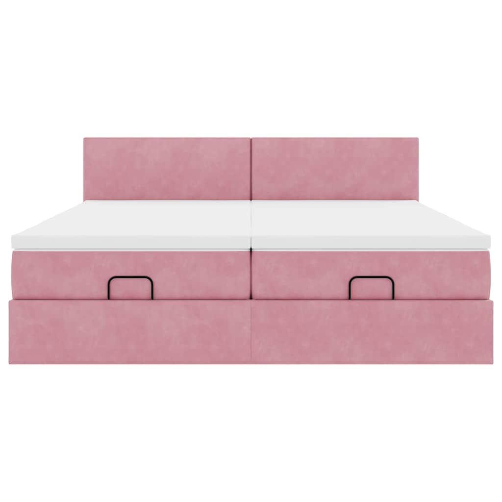 vidaXL Ottoman-Bett mit Matratzen & LEDs Rosa 200x200 cm Samt