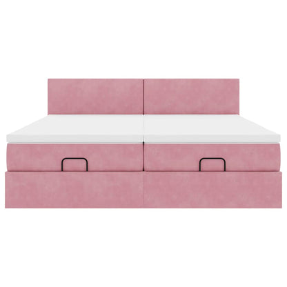 vidaXL Ottoman-Bett mit Matratzen & LEDs Rosa 200x200 cm Samt