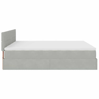 vidaXL Ottoman-Bett mit Matratzen & LEDs Hellgrau 160x200 cm Samt