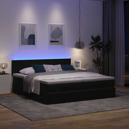vidaXL Lit ottoman avec matelas et LED Noir 160x200 cm Velours