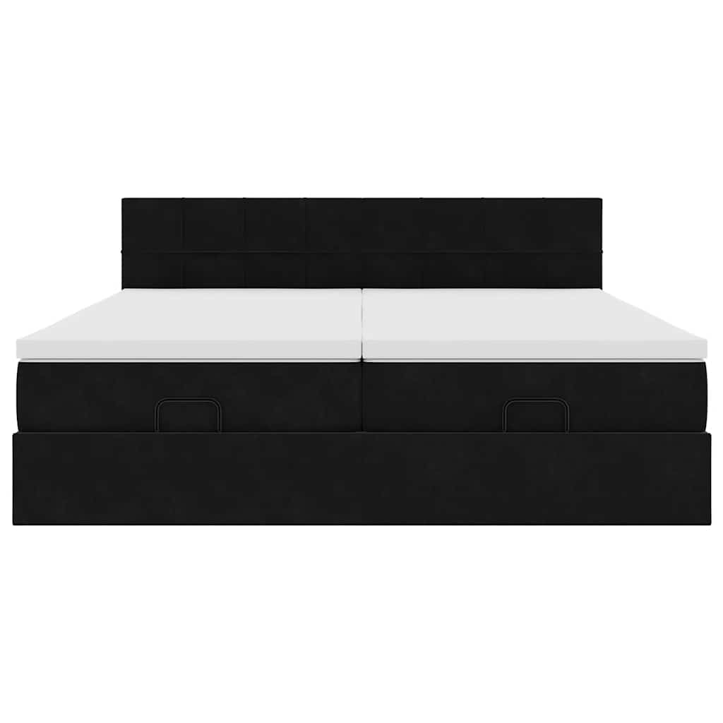vidaXL Lit ottoman avec matelas et LED Noir 160x200 cm Velours