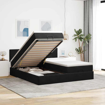 vidaXL Lit ottoman avec matelas et LED Noir 160x200 cm Velours