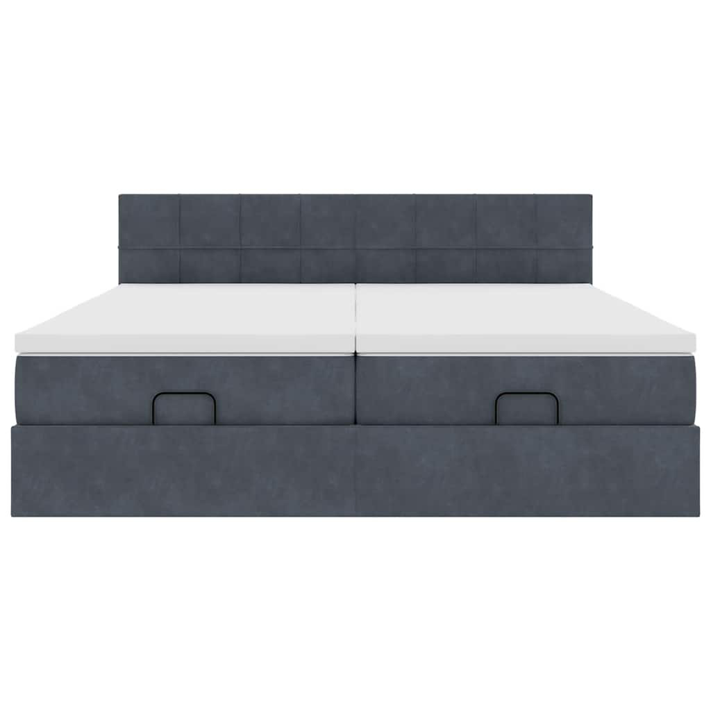 vidaXL Ottoman-Bett mit Matratzen & LEDs Dunkelgrau 180x200 cm Samt