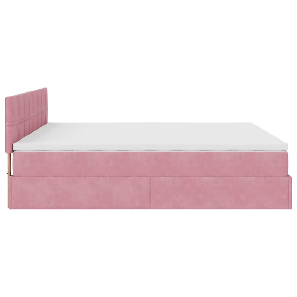Ottoman-Bett mit Matratzen & LEDs Rosa 180x200 cm Samt