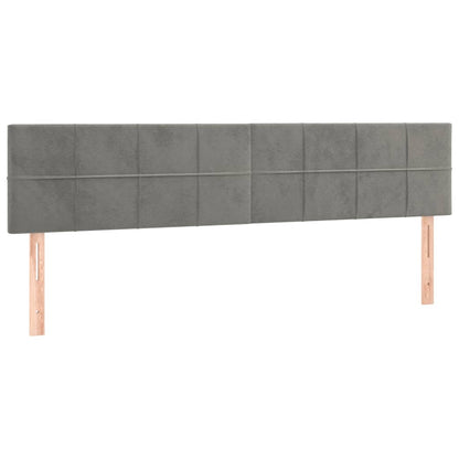 Ottoman-Bett mit Matratzen & LEDs Hellgrau 200x200 cm Samt