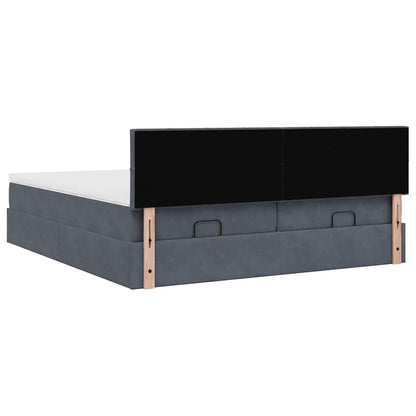 vidaXL Ottoman-Bett mit Matratzen & LEDs Dunkelgrau 200x200 cm Samt