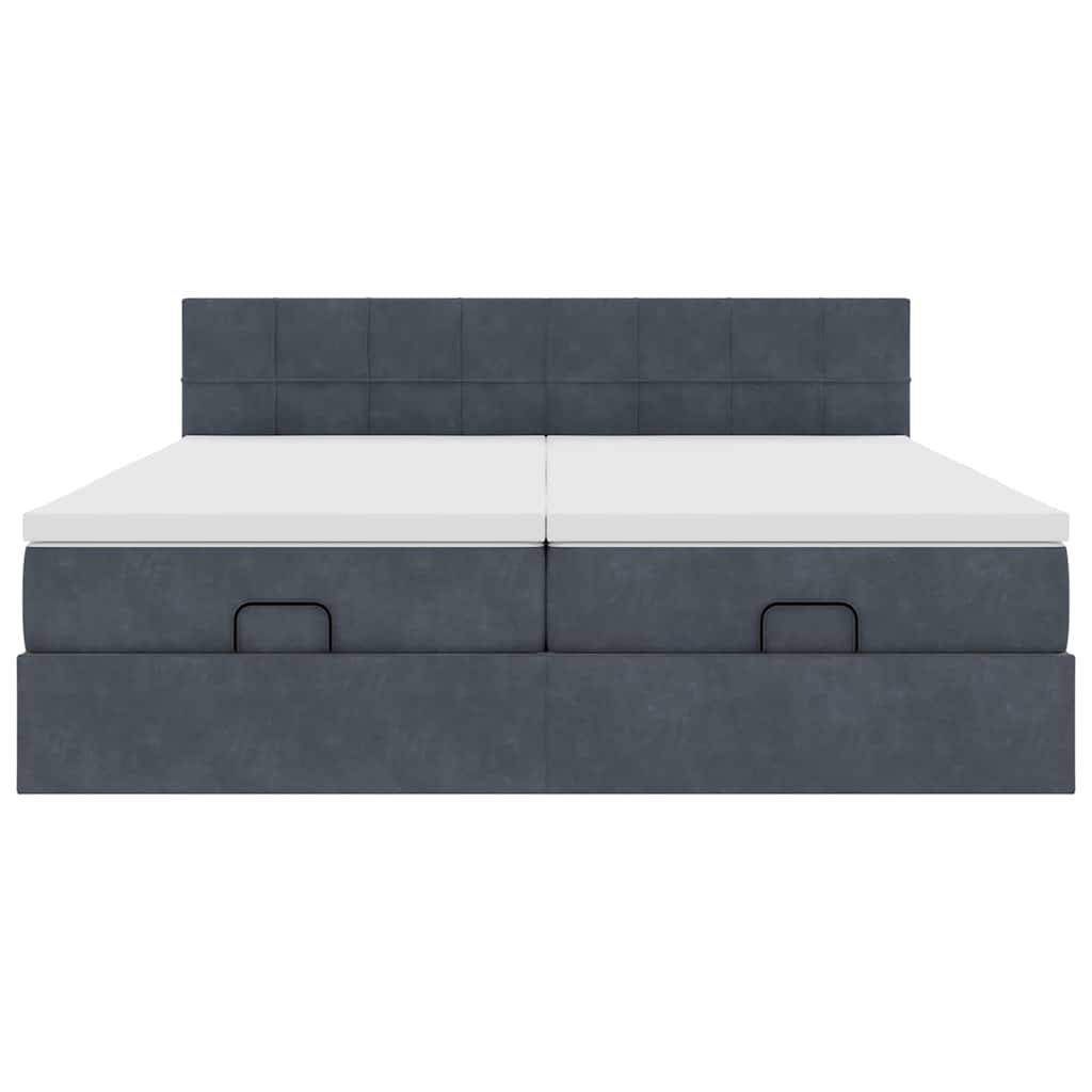 vidaXL Ottoman-Bett mit Matratzen & LEDs Dunkelgrau 200x200 cm Samt