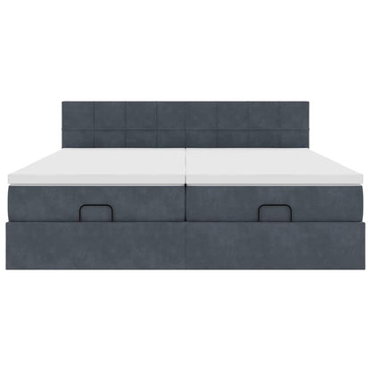 vidaXL Ottoman-Bett mit Matratzen & LEDs Dunkelgrau 200x200 cm Samt