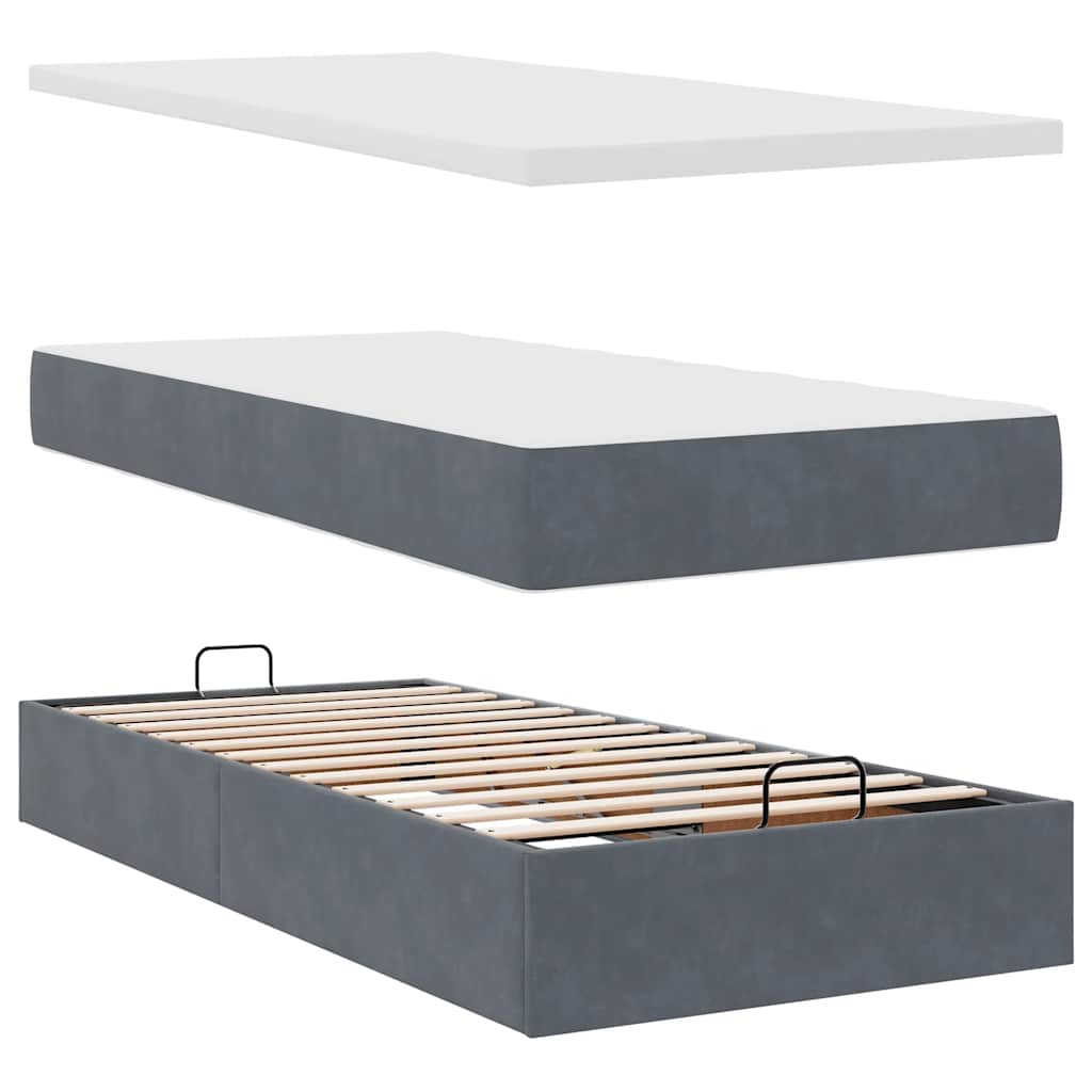 vidaXL Ottoman-Bett mit Matratzen & LEDs Dunkelgrau 200x200 cm Samt