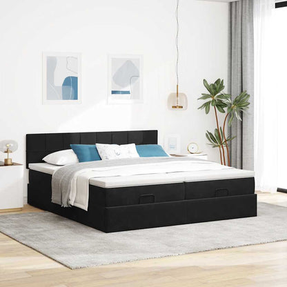 vidaXL Lit ottoman avec matelas et LED Noir 200x200 cm Velours