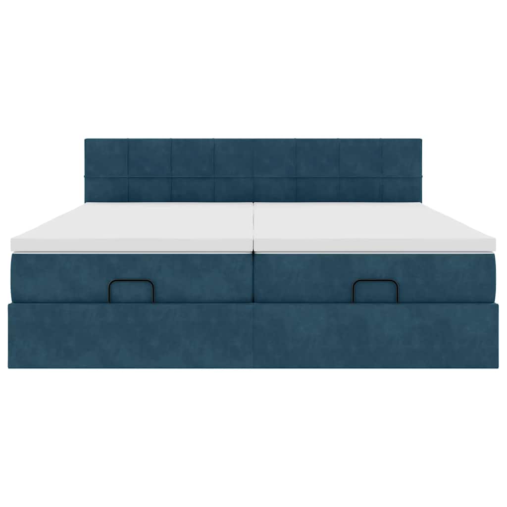 vidaXL Lit ottoman avec matelas et LED Bleu foncé 200x200 cm Velours