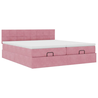 vidaXL Ottoman-Bett mit Matratzen & LEDs Rosa 200x200 cm Samt