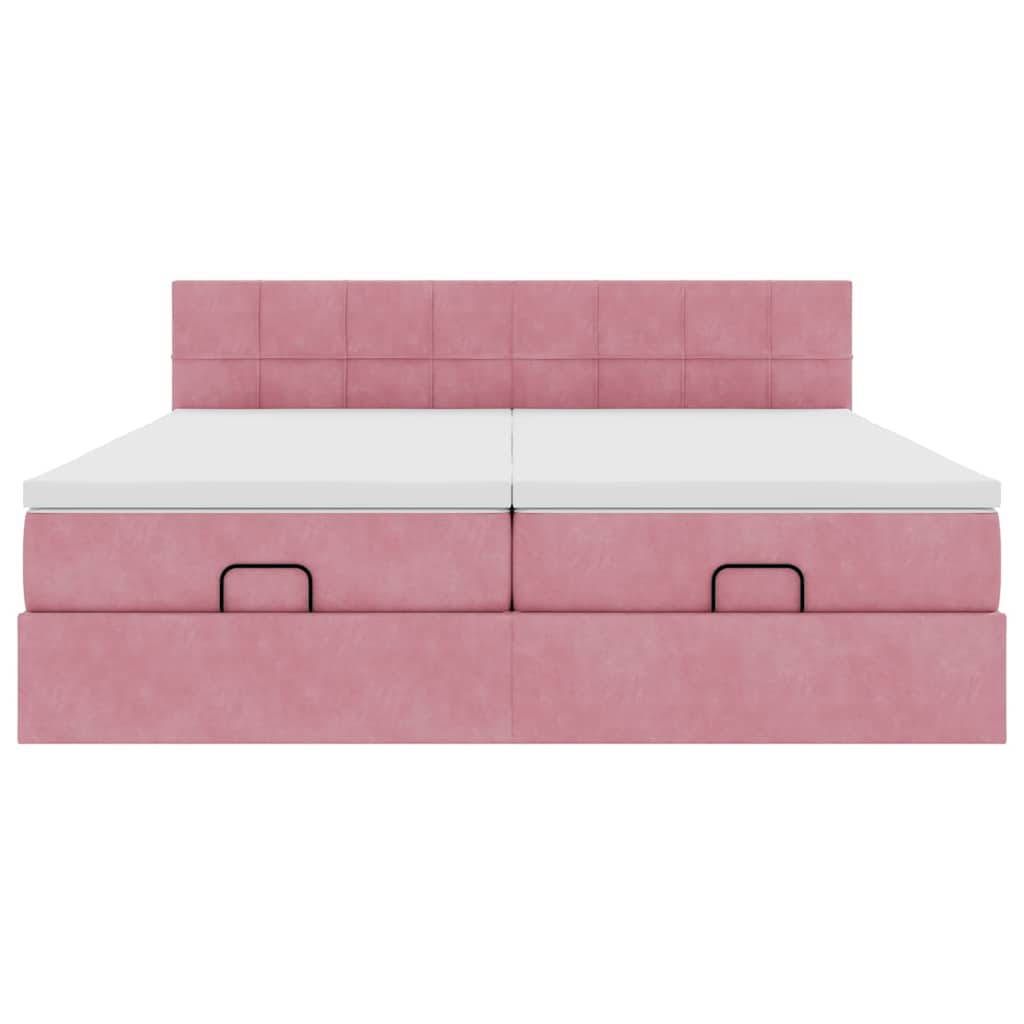 vidaXL Ottoman-Bett mit Matratzen & LEDs Rosa 200x200 cm Samt