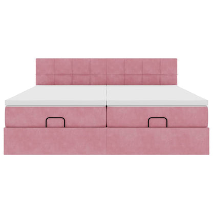 vidaXL Ottoman-Bett mit Matratzen & LEDs Rosa 200x200 cm Samt