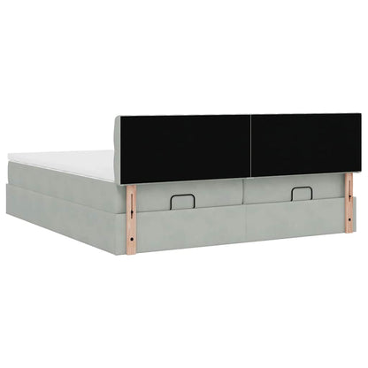 vidaXL Ottoman-Bett mit Matratzen & LEDs Hellgrau 160x200 cm Samt