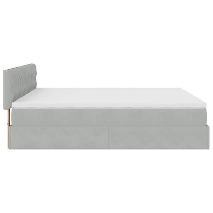 vidaXL Ottoman-Bett mit Matratzen & LEDs Hellgrau 160x200 cm Samt