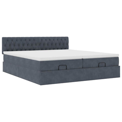 vidaXL Ottoman-Bett mit Matratzen & LEDs Dunkelgrau 160x200 cm Samt