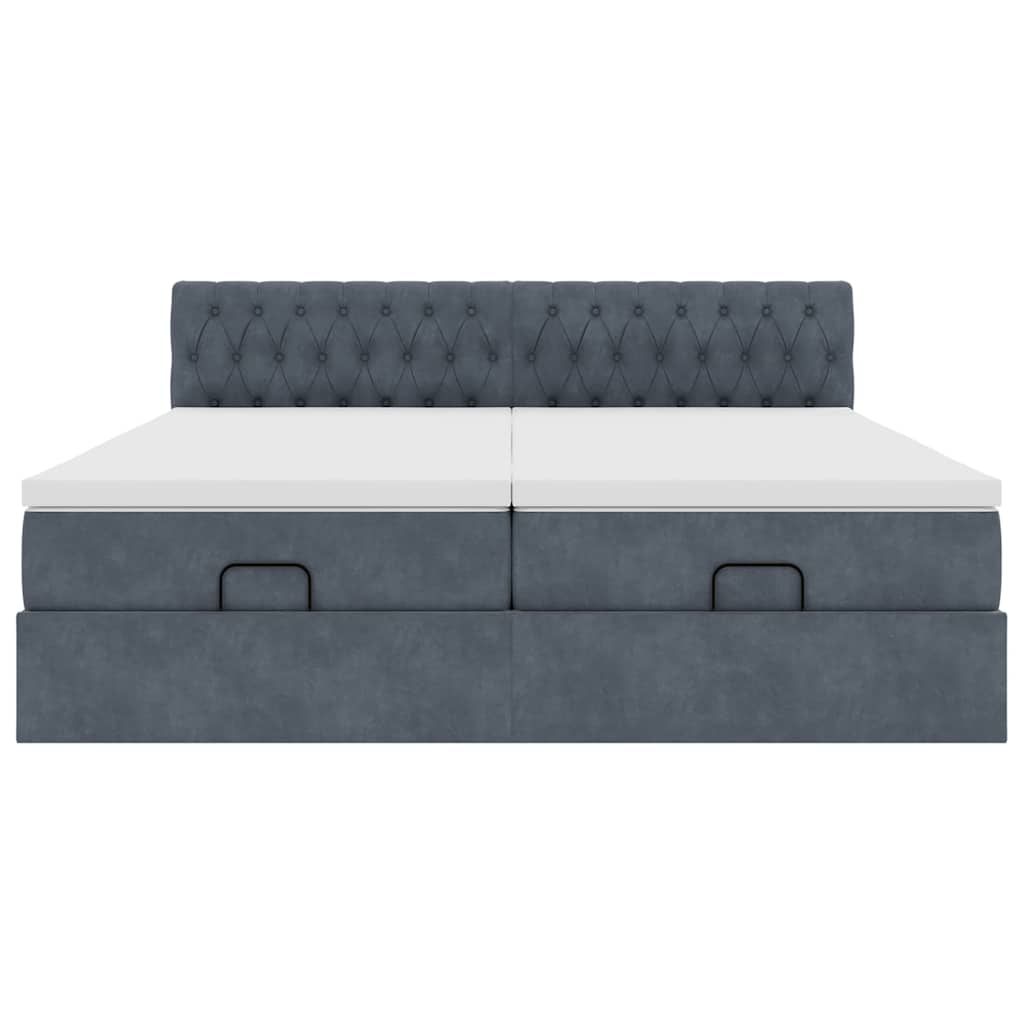 vidaXL Ottoman-Bett mit Matratzen & LEDs Dunkelgrau 160x200 cm Samt