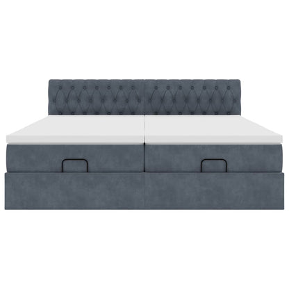 vidaXL Ottoman-Bett mit Matratzen & LEDs Dunkelgrau 160x200 cm Samt
