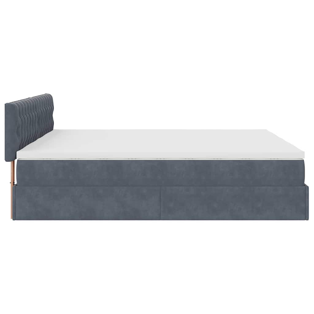 vidaXL Ottoman-Bett mit Matratzen & LEDs Dunkelgrau 160x200 cm Samt