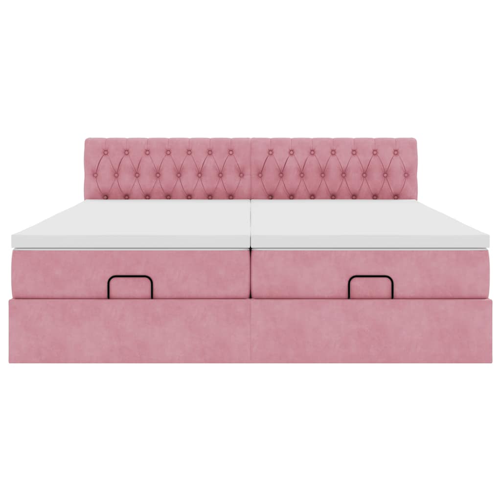 vidaXL Ottoman-Bett mit Matratzen & LEDs Rosa 160x200 cm Samt