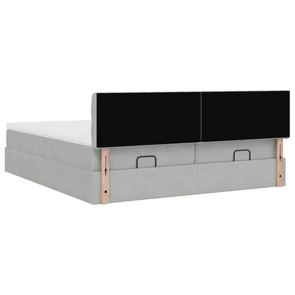 vidaXL Ottoman-Bett mit Matratzen & LEDs Hellgrau 180x200 cm Samt