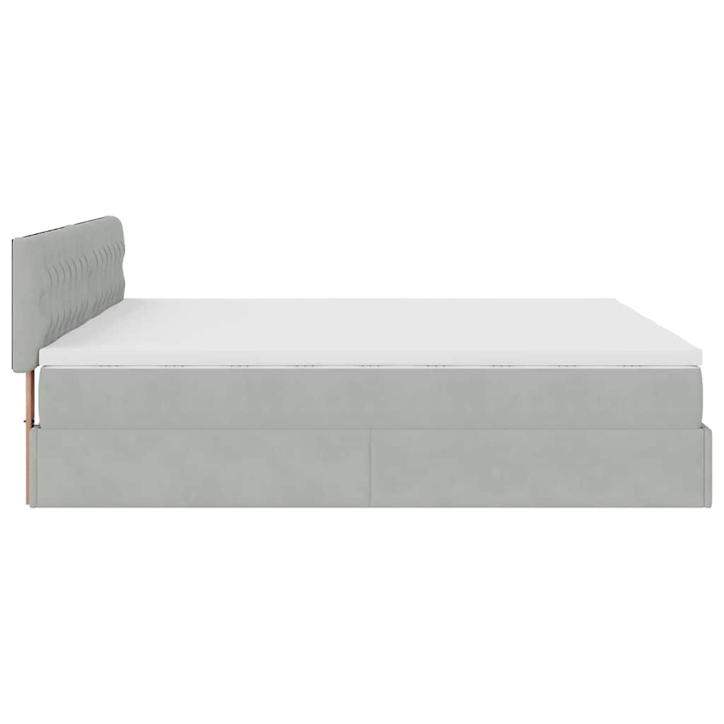 Ottoman-Bett mit Matratzen & LEDs Hellgrau 180x200 cm Samt
