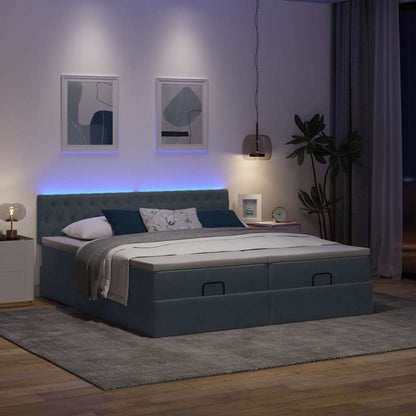 Ottoman-Bett mit Matratzen & LEDs Dunkelgrau 180x200 cm Samt