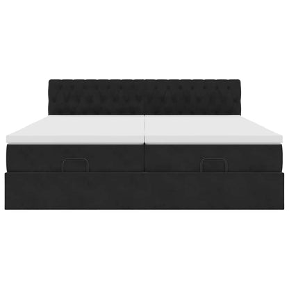 vidaXL Ottoman-Bett mit Matratzen & LEDs Schwarz 180x200 cm Samt