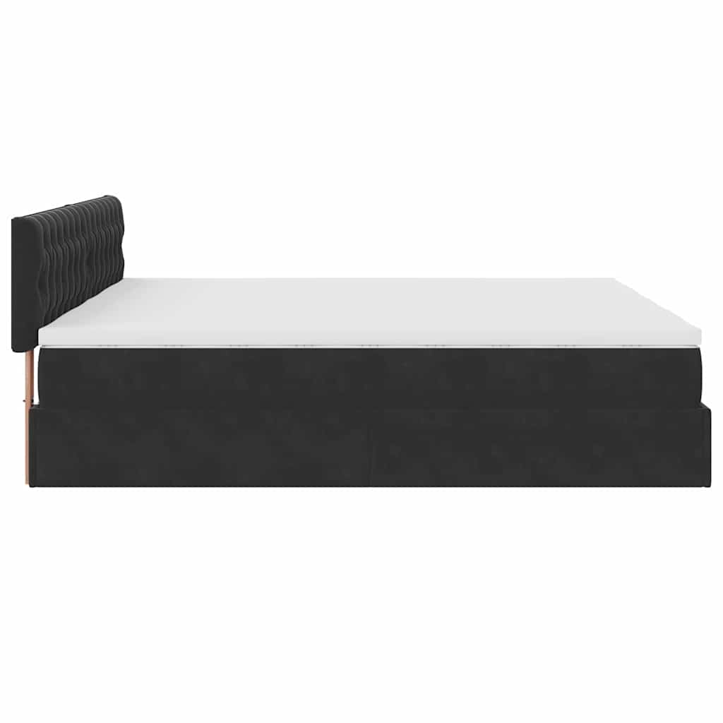 vidaXL Ottoman-Bett mit Matratzen & LEDs Schwarz 180x200 cm Samt