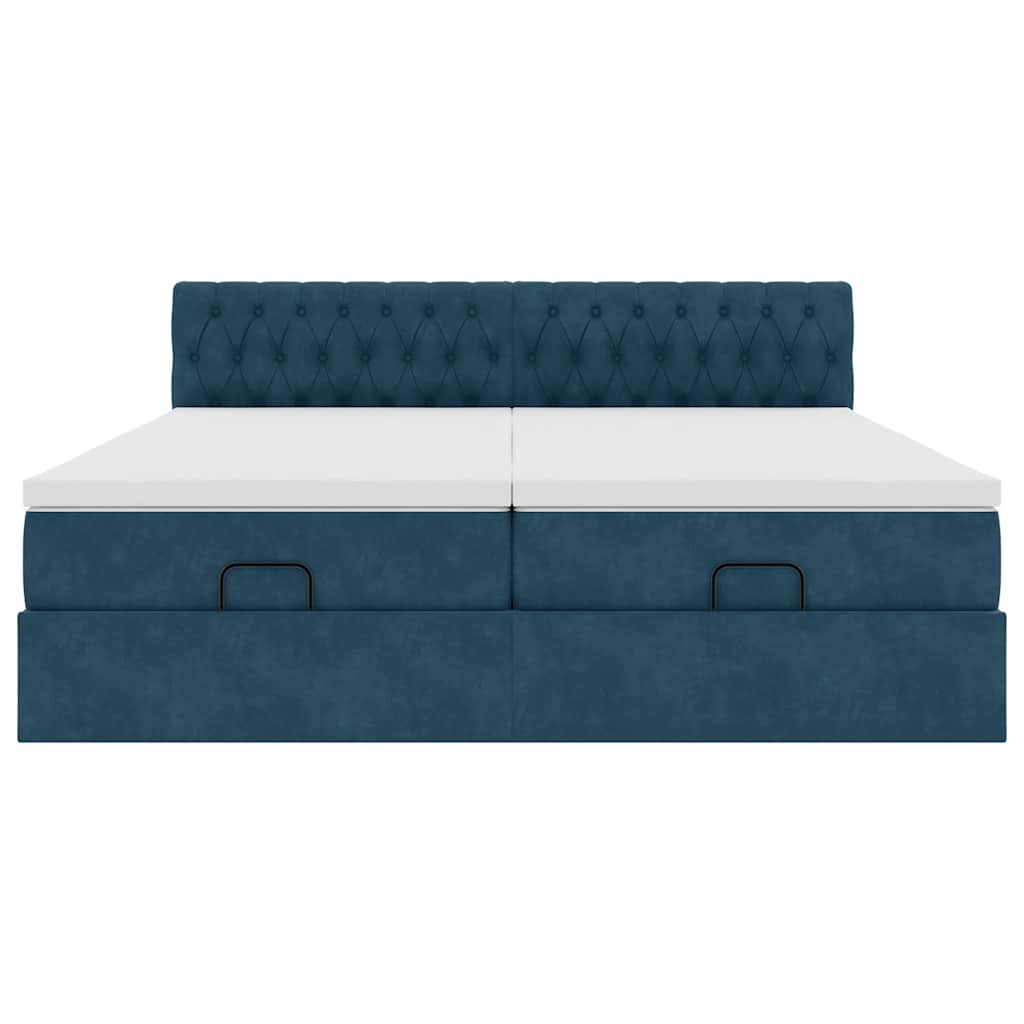 vidaXL Ottoman-Bett mit Matratzen & LEDs Dunkelblau 180x200 cm Samt