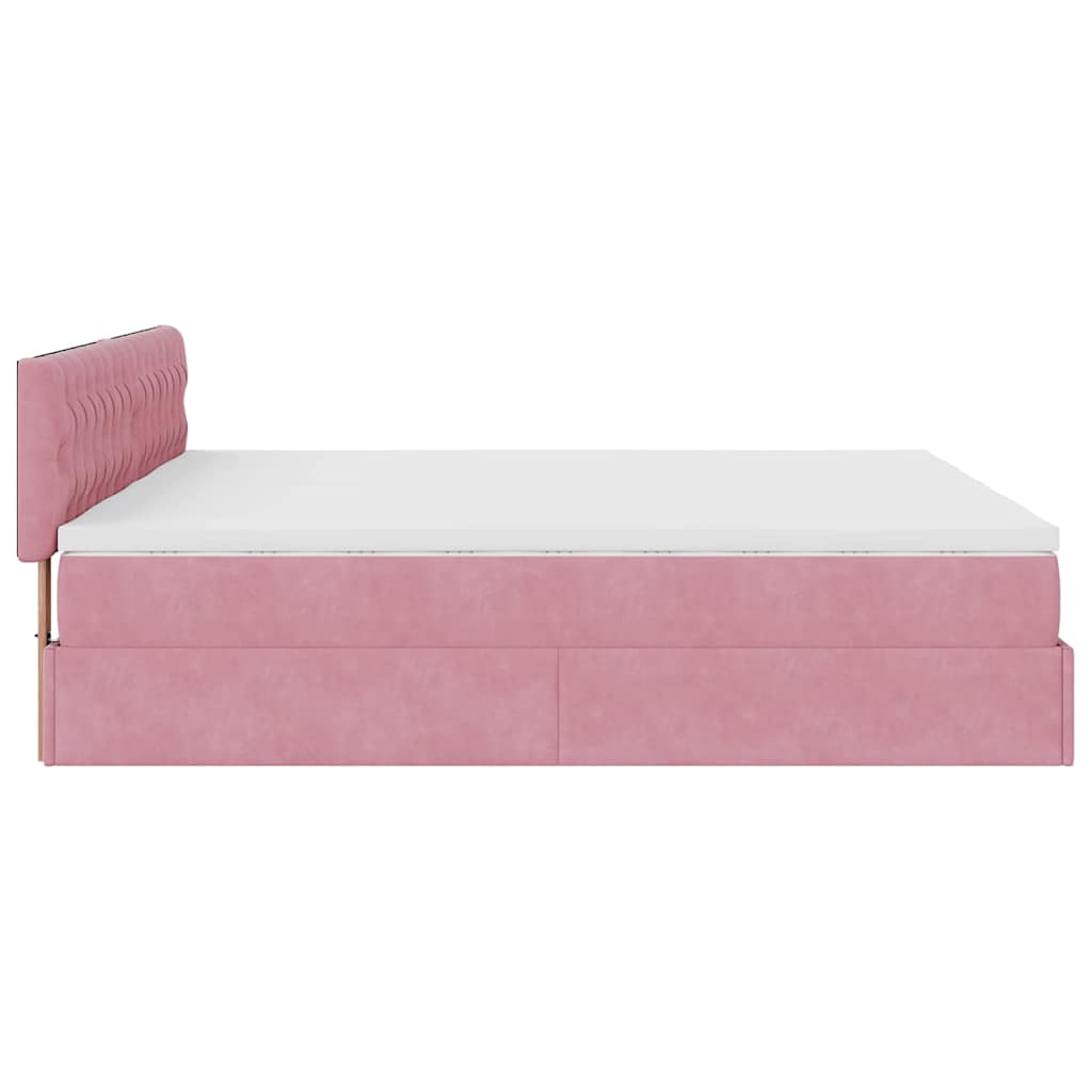 vidaXL Lit ottoman avec matelas et LED Rose 180x200 cm Velours