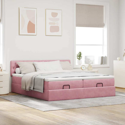 vidaXL Lit ottoman avec matelas et LED Rose 180x200 cm Velours
