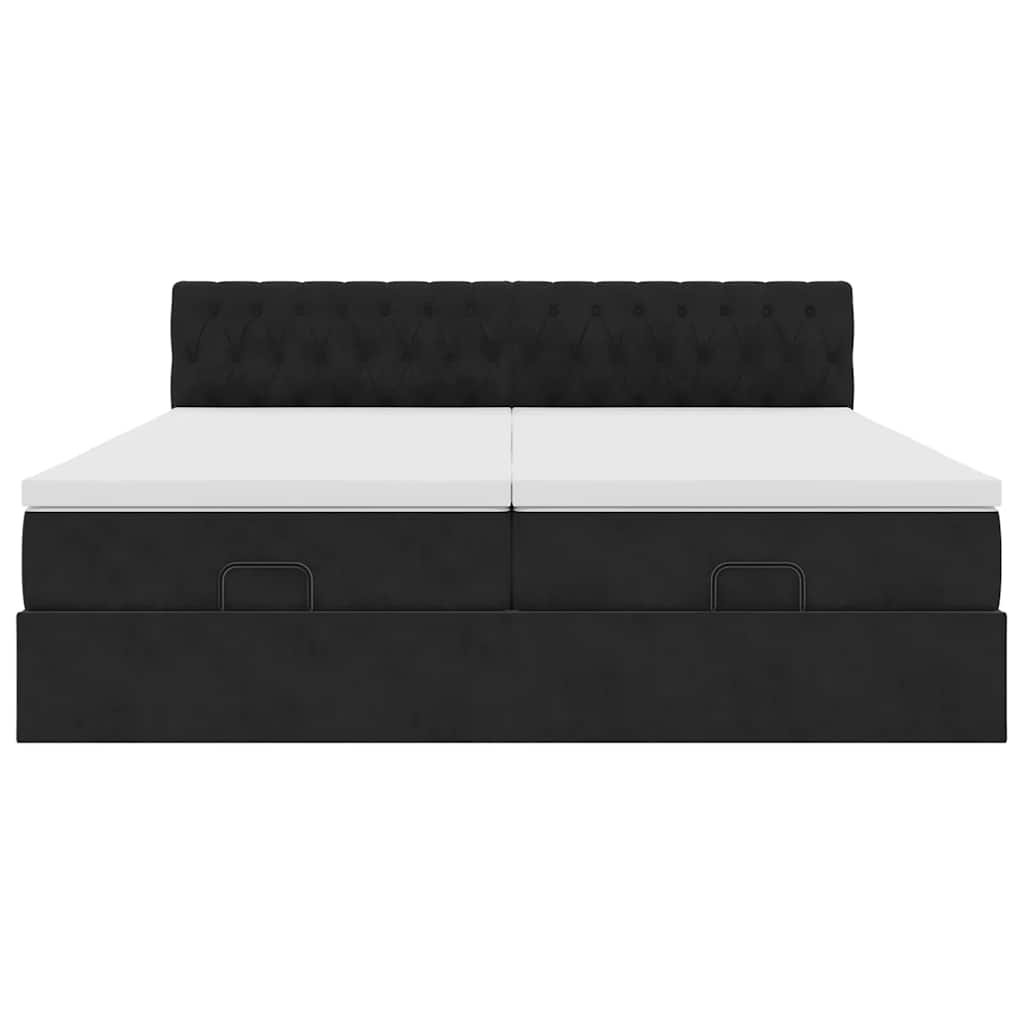 vidaXL Ottoman-Bett mit Matratzen & LEDs Schwarz 200x200 cm Samt