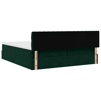 vidaXL Lit ottoman avec matelas et LED Vert foncé 200x200 cm Velours