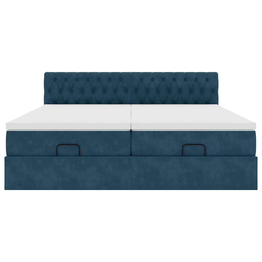 vidaXL Ottoman-Bett mit Matratzen & LED Dunkelblau 200x200 cm Samt