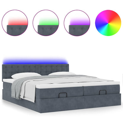vidaXL Ottoman-Bett mit Matratzen & LEDs Dunkelgrau 160x200 cm Samt