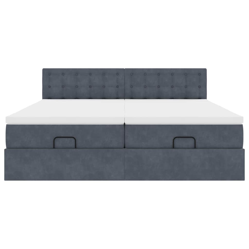 vidaXL Ottoman-Bett mit Matratzen & LEDs Dunkelgrau 160x200 cm Samt