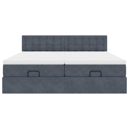 vidaXL Ottoman-Bett mit Matratzen & LEDs Dunkelgrau 160x200 cm Samt